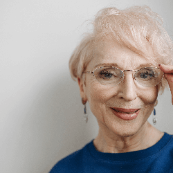 Older woman wearing glasses